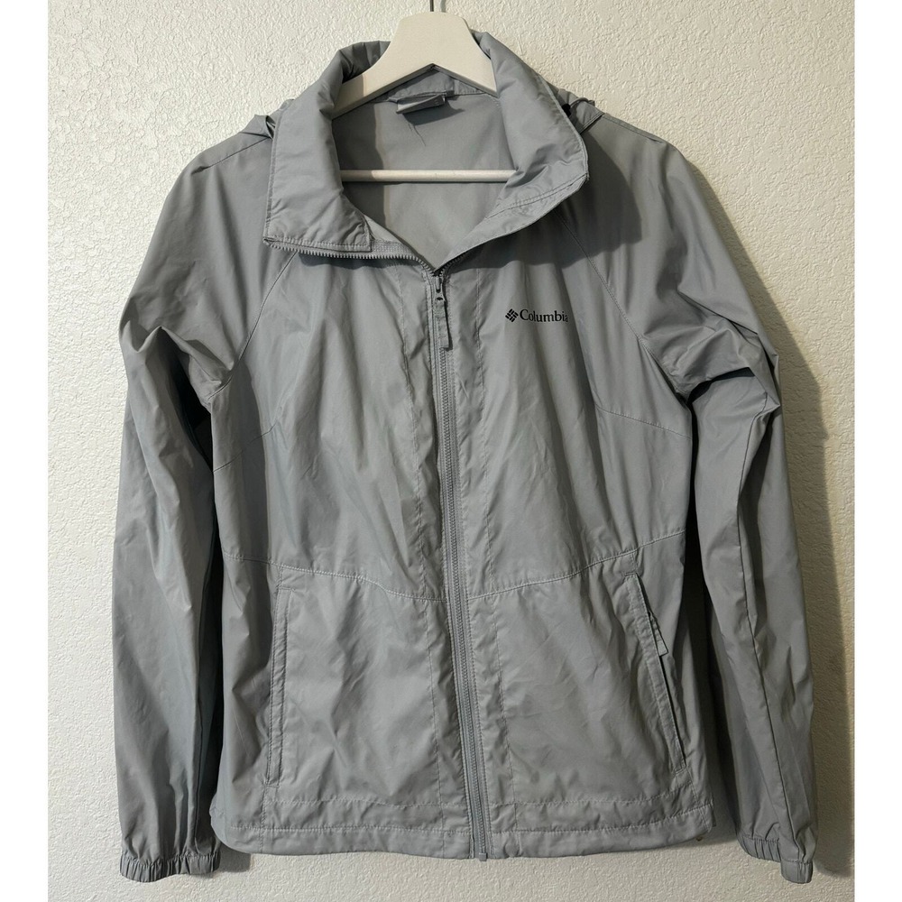 Columbia Sportswear Lightweight Hooded Jacket Gray Women's Medium Rain Resistant